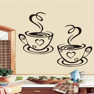 Double Coffee Cups Wall Sticker